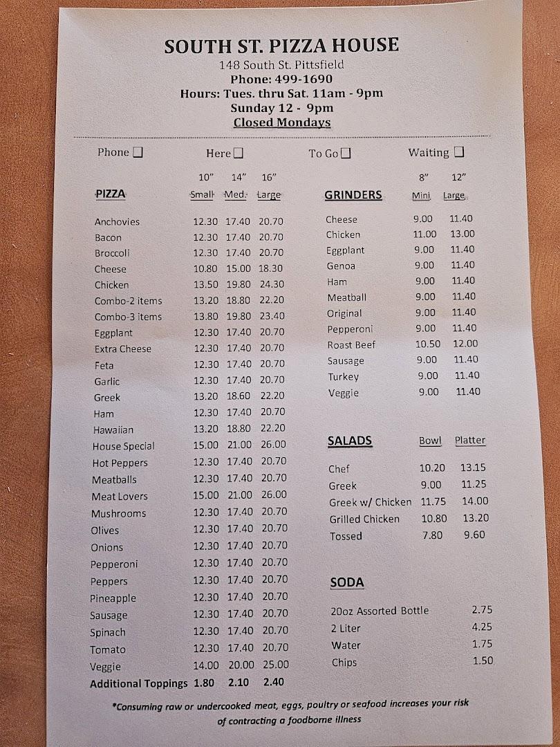 South Street Pizza House Menu image 3